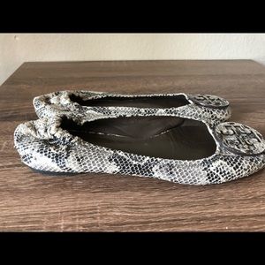 TORY BURCH SNAKE SKIN REVA FLATS SHOES SIZE 7M